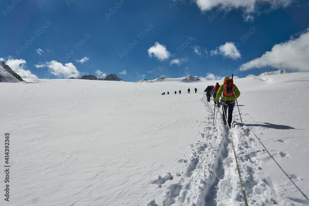 mountaineering group in the austrian alps in Kaunertal glacier 3