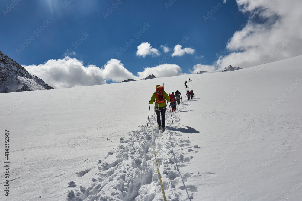 mountaineering group in the austrian alps in Kaunertal glacier 2