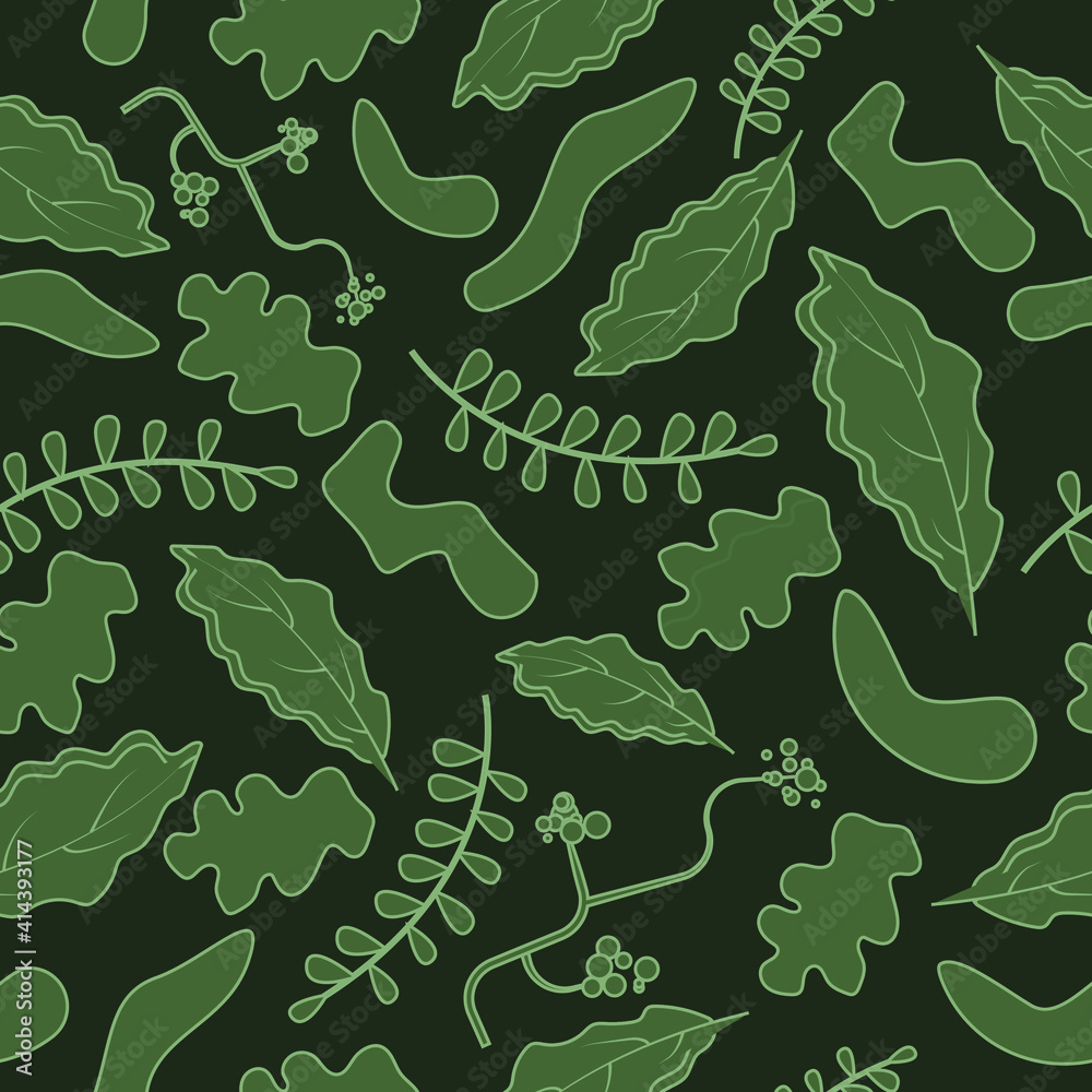 seamless green jungle background with leaves Stock Vector | Adobe Stock