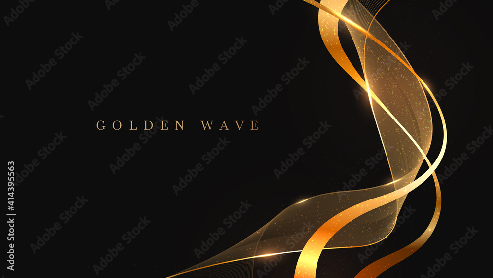 Golden wave on black background , luxury modern concept. vector ...