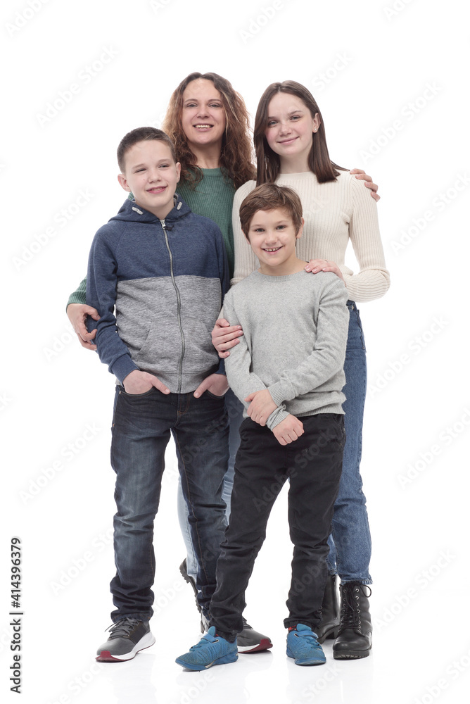 in full growth. happy family standing together. in full growth. happy family standing together.