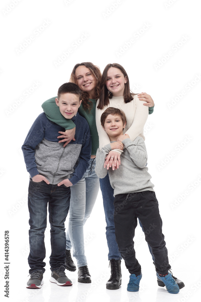 in full growth. happy family standing together. in full growth. happy family standing together.