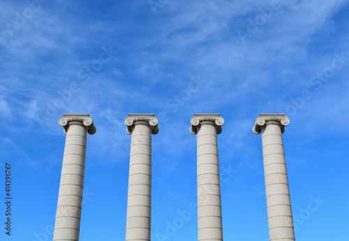 Four stone columns in Barcelona.