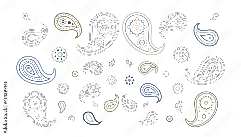 Paisley motif  isolated vector  illustration. Buta  isolated clipart.