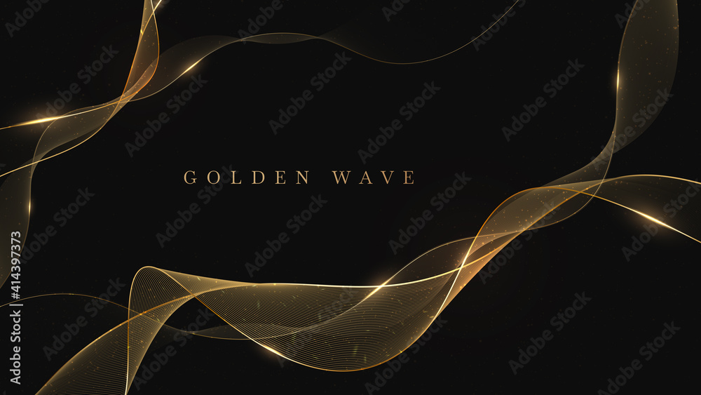Golden wave on black background , luxury modern concept. vector illustration for design.