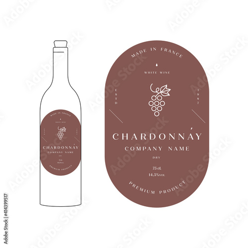 Vector illustartion design labels for wine. Minimalistic and modern design.