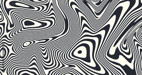 Psychedelic art vector design. Optical illusion striped lines background. Abstract liquid pattern.