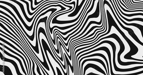 Abstract distorted wavy stripes pattern vector design. Optical illusion waves background. photo
