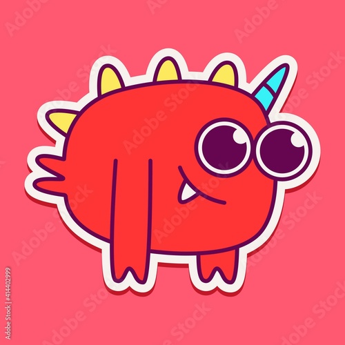 cute monster cartoon doodle design for coloring, backgrounds, stickers, logos, symbol, icons and more