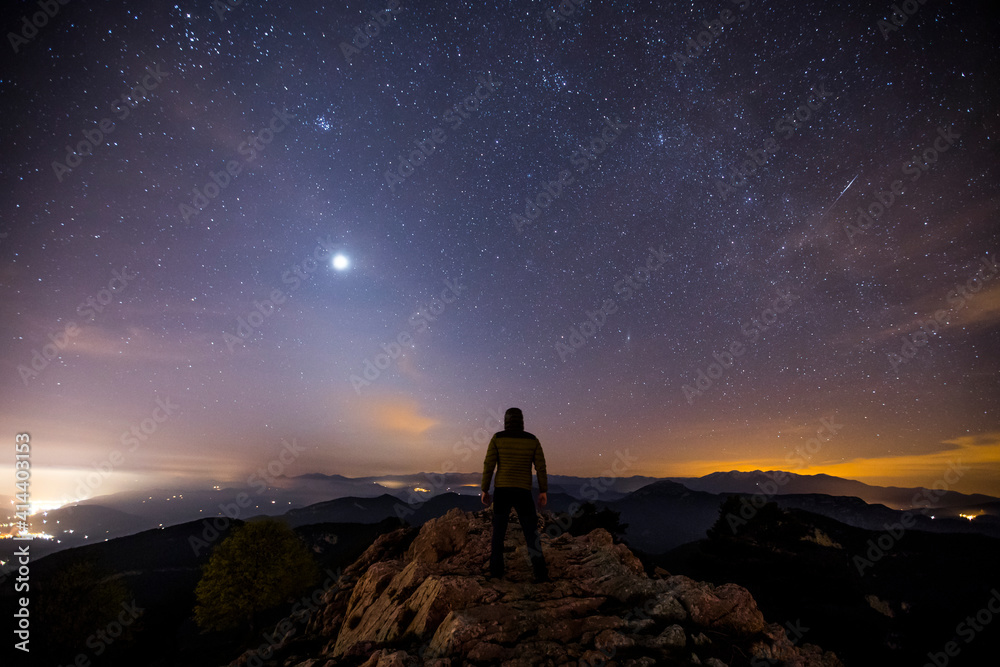 Zodiacal light and night sky in Santuari De La Mare De Deu Del Mont, La Garrotxa, Spain Zodiacal light and night sky in Santuari De La Mare De Deu Del Mont, La Garrotxa, Spain