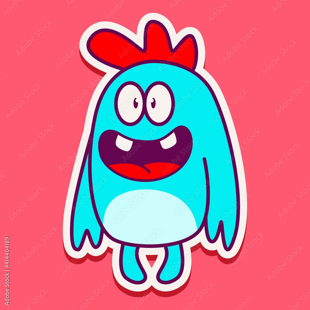 Obraz premium cute monster cartoon doodle design for coloring, backgrounds, stickers, logos, symbol, icons and more