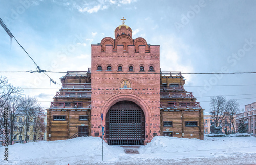 Ancient fortress Golden Gate in Kiev, Ukraine. Ancient Kievan Rus photo