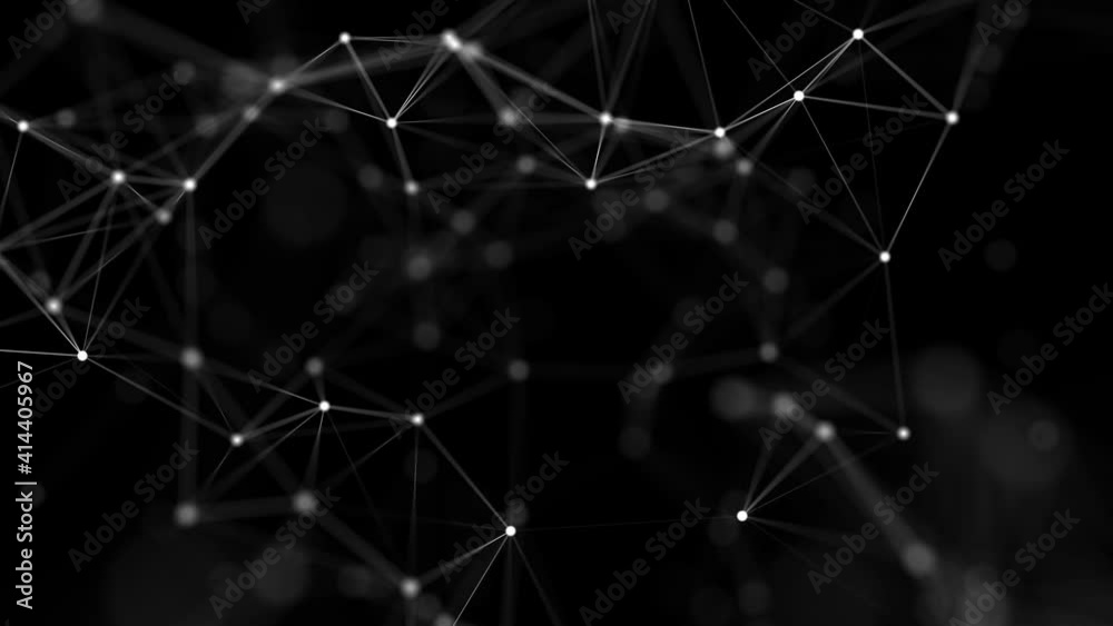 Abstract background with moving dots and lines. Network connection structure. Futuristic illustration. Digital technology design. 3d rendering.