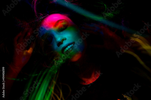 lightpainting portrait, new art direction, long exposure photo without photoshop, light drawing at long exposure. abstract portrait 