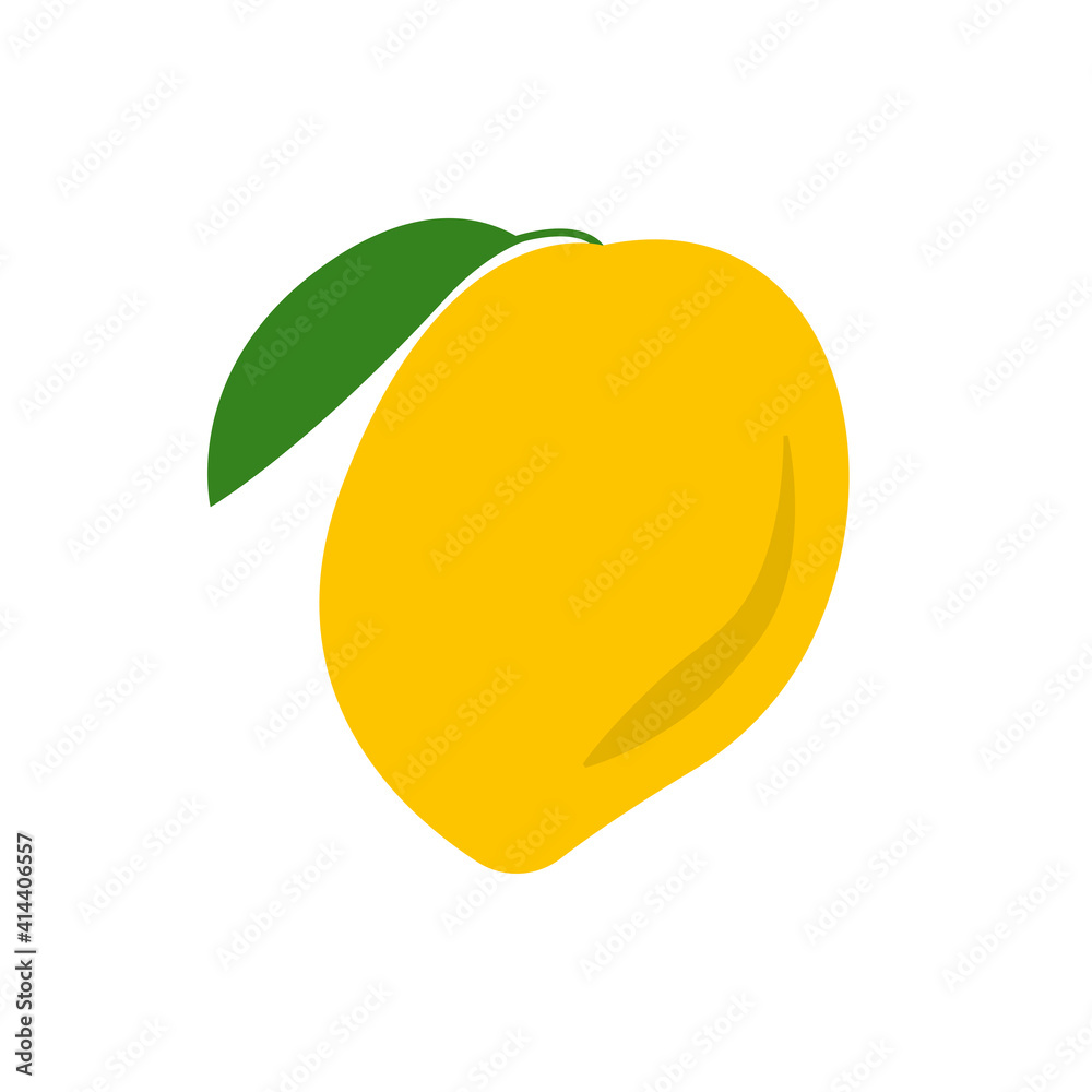 Mango icon. Tropical fruit in flat design. Vector illustration.