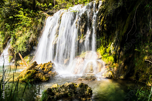 Fototapeta Naklejka Na Ścianę i Meble -  Spring in Salt Dels Murris waterfall, La Garrotxa, Girona, Spain