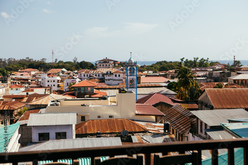 Beautiful view at roofs of Old Town during sunny day, Stone town, Zanzibar