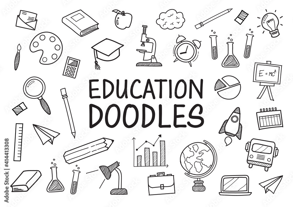 Education doodles hand drawn icons Education doodles hand drawn icons