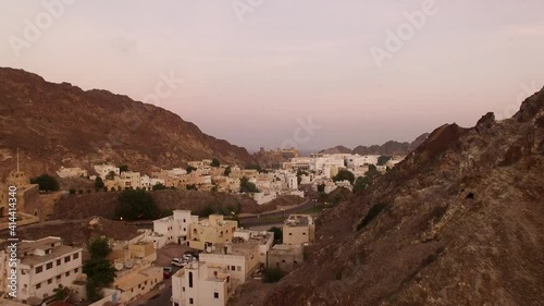 Aerial view of countryside village at Oman