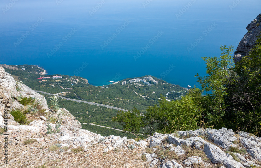 6View of the Black Sea coast from a high cliff of the South Coast of Crimea. 6View of the Black Sea coast from a high cliff of the South Coast of Crimea.