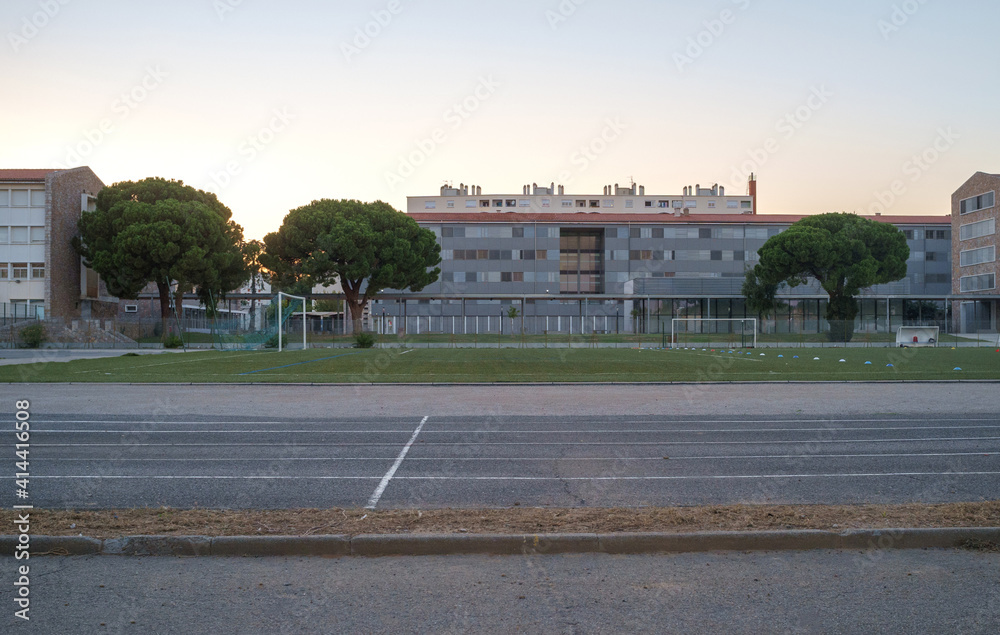 A school stadium in the small town of Perpignan in the south of France.