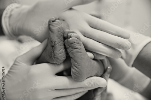 Feet of a newborn baby