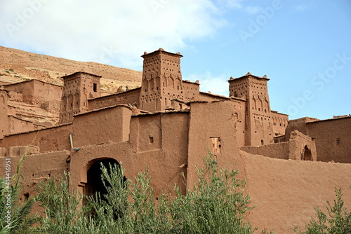 MOROCCO - AIT BEN HADDOU, Fortified village, ancient architecture of southern Morocco, made up of a group of buildings built in 1600 with organic materials, including a rich red mud.
