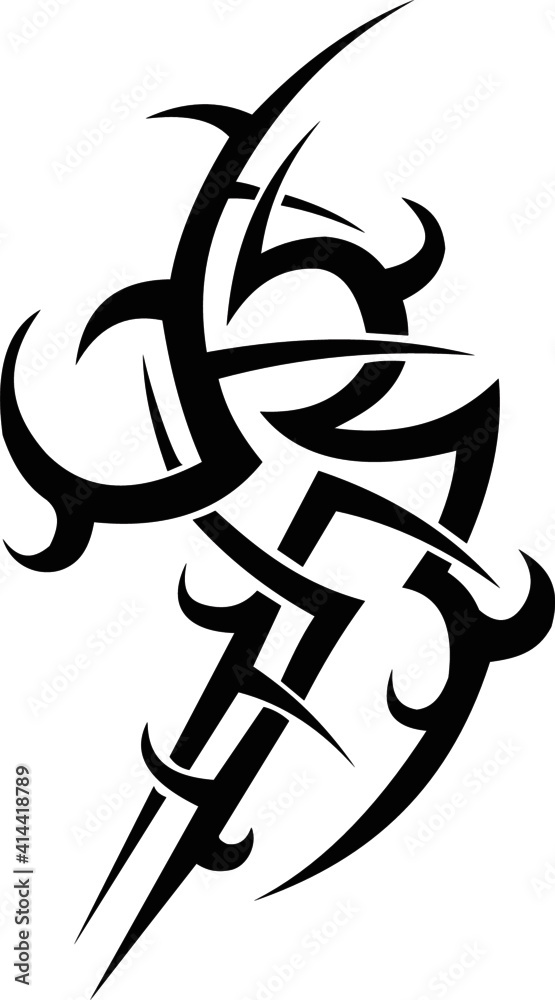 Obraz premium Vector symbol, ornament, tattoo. beautiful vector illustration. Drawings on the body, ancient symbols.