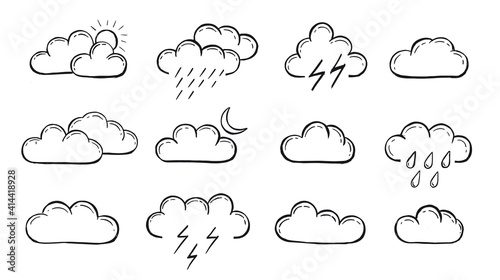 Weather icons, Meteorology. Sky condition prediction. Vector illustration 
