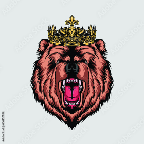 Grizzly bear king vector illustration