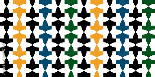 Geometric Islamic Seamless Pattern for decoration greeting card or interior based on a tenfold traditional rosette. Vector Illustration.