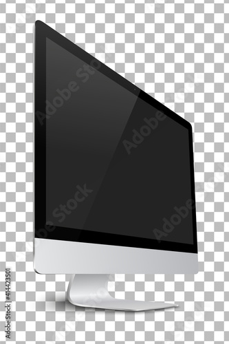 Modern computer monitor display with black screen.