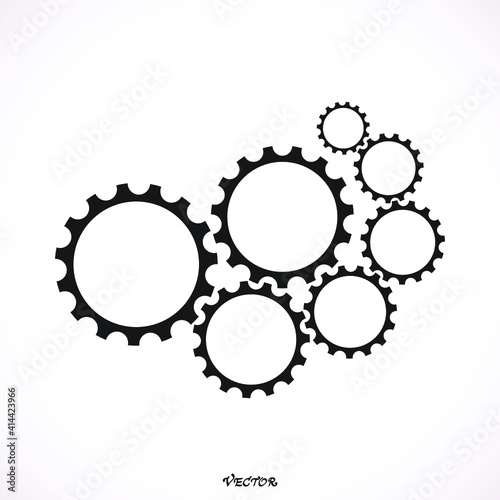  Gears icon. Vector pictograph