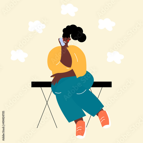 African-American woman with a toothache, girl holding a compress on her cheek, toothache. Abstract background