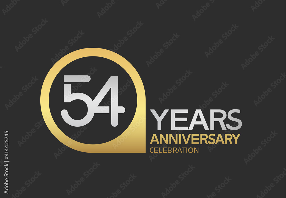 54 years anniversary celebration simple design with golden circle and silver color combination can be use for greeting card, invitation and special celebration event 54 years anniversary celebration simple design with golden circle and silver color combination can be use for greeting card, invitation and special celebration event
