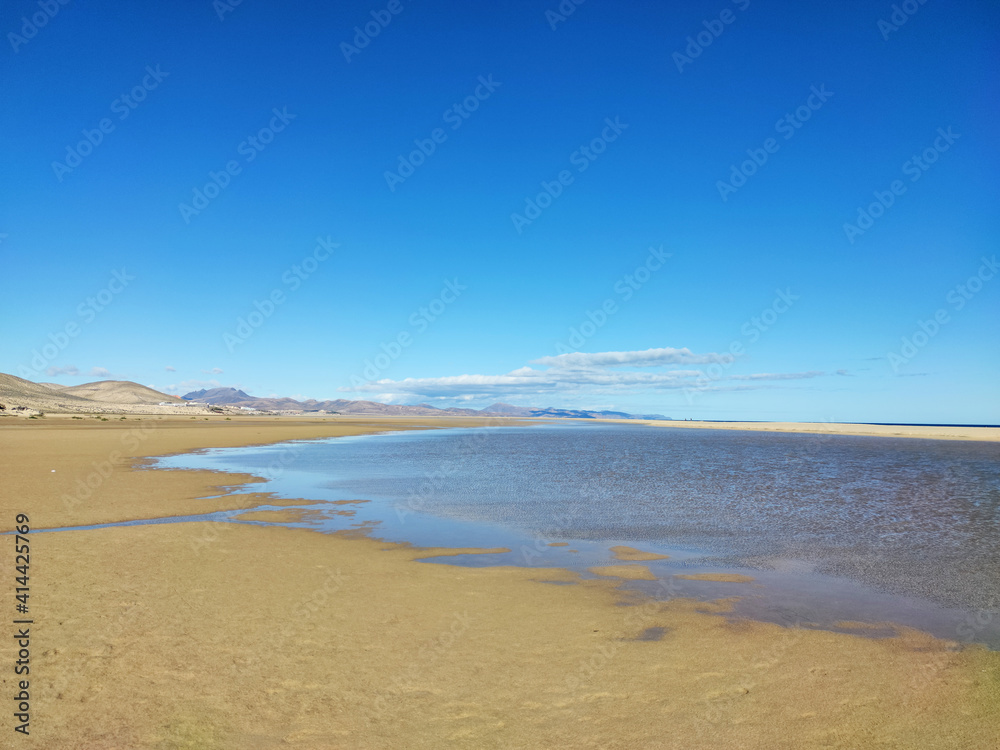 Lagoon in the sotavento beach, Fuerteventura