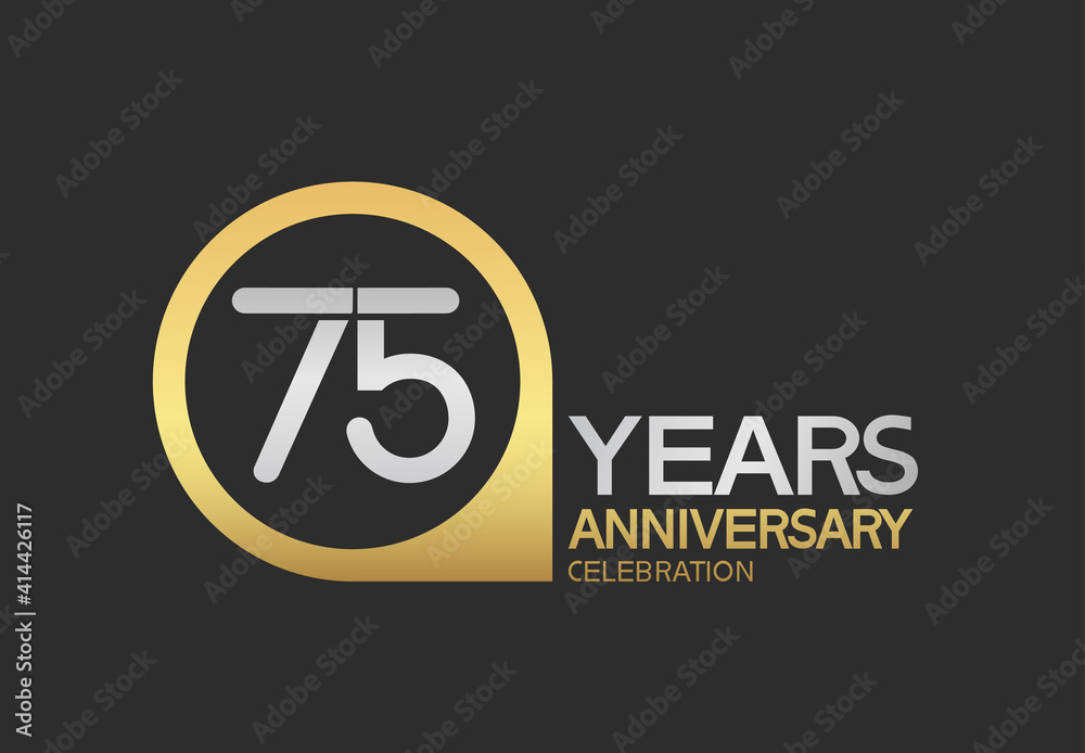 75 years anniversary celebration simple design with golden circle and silver color combination can be use for greeting card, invitation and special celebration event 75 years anniversary celebration simple design with golden circle and silver color combination can be use for greeting card, invitation and special celebration event