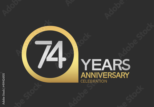 74 years anniversary celebration simple design with golden circle and silver color combination can be use for greeting card, invitation and special celebration event