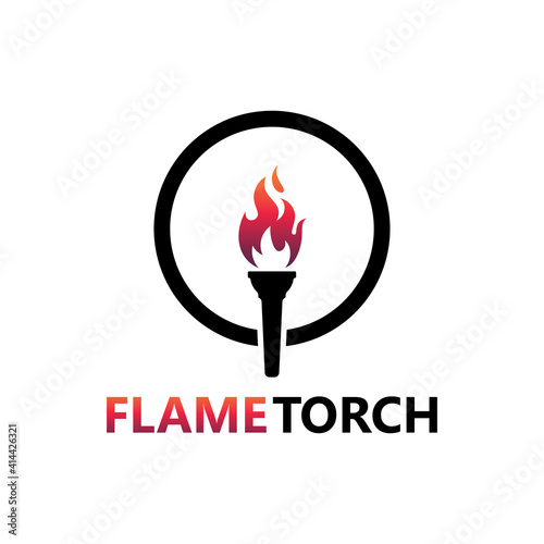 Flame torch logo template design