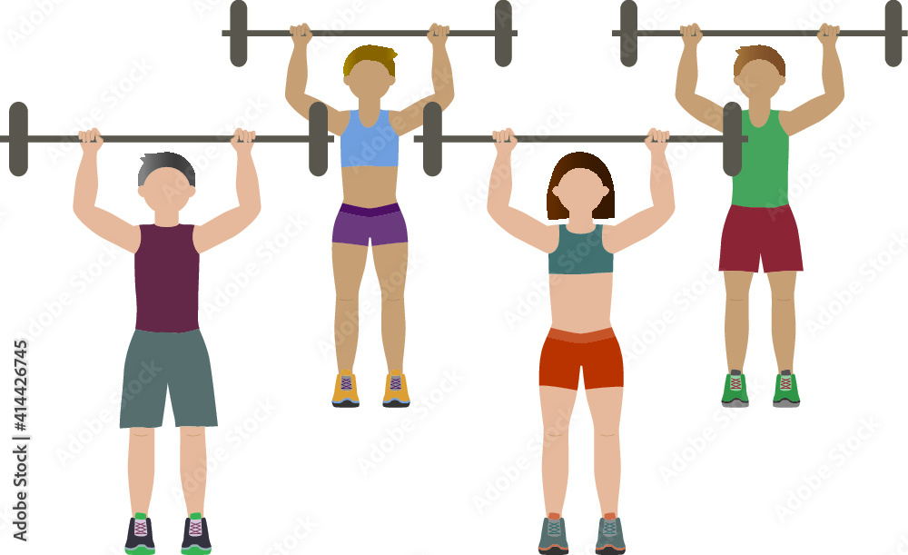 Group doing body pump exercises - illustration Group doing body pump exercises - illustration