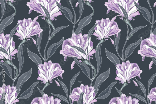 Fotografie Art floral vector seamless pattern