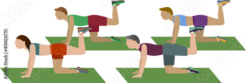 Group doing floor exercises - illustration