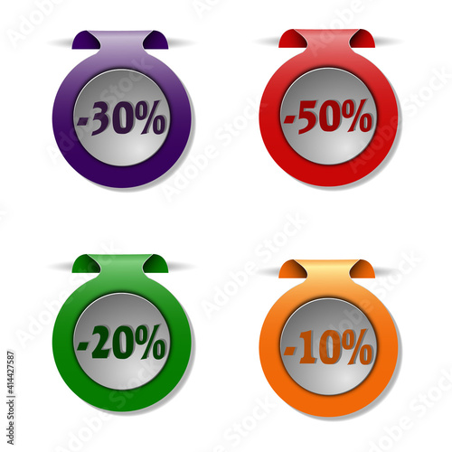 Vector set of sale tags or labels. Discount price signs collection.