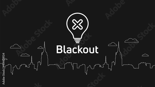 Blackout post. Power outage city sign and icon. Vector illustration