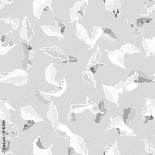 Vector seamless background with black and white illustration of foliage and plants. Can be used for wallpaper, pattern fills, web page, surface textures, textile print, wrapping paper