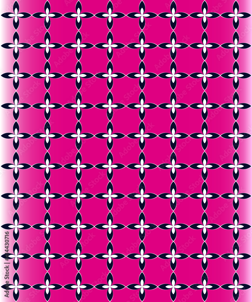 Fototapeta premium Blue white flower Sort seamless On a beautiful pink gradient background.