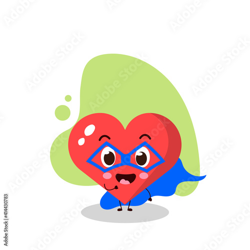 cute heart character superhero in mask.design vector illustration.