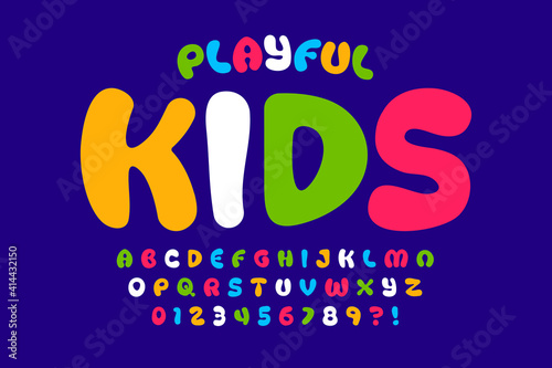 Playful style font design, kids alphabet, letters and numbers