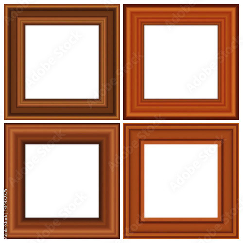 Set of squared golden vintage wooden frame for your design. Vintage cover. Place for text. Vintage antique gold beautiful rectangular frames. Template vector illustration.