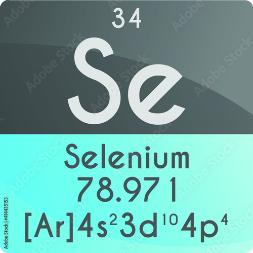 Se Selenium Non reactive metal Chemical Element Periodic Table. Square vector illustration, colorful clean style Icon with molar mass, electron config. and atomic number for Lab, science or chemistry 